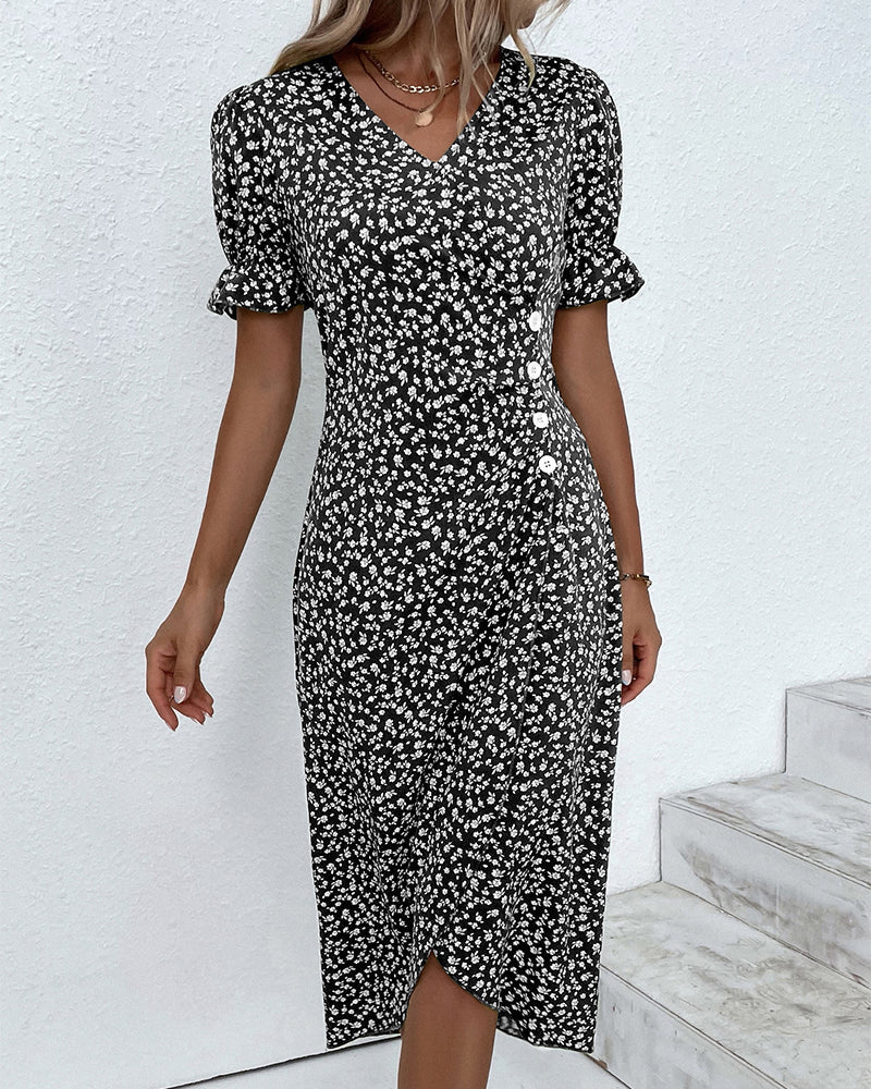 Loretta | Women's Fresh Bloom V-Neck Dress – V-Neck