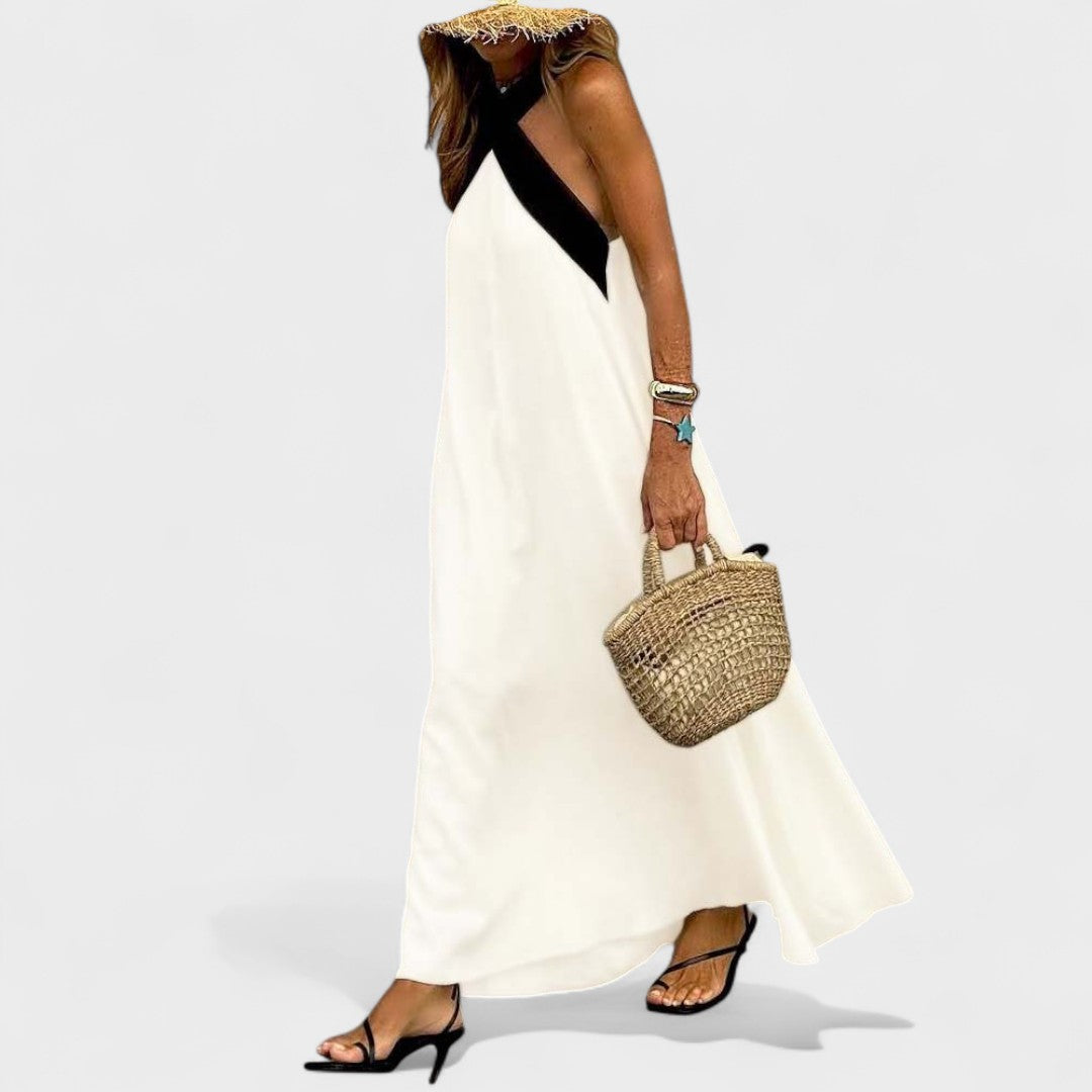 Florence | Women's Elegant Cross-Neck Maxi Dress – Maxi, Elegant
