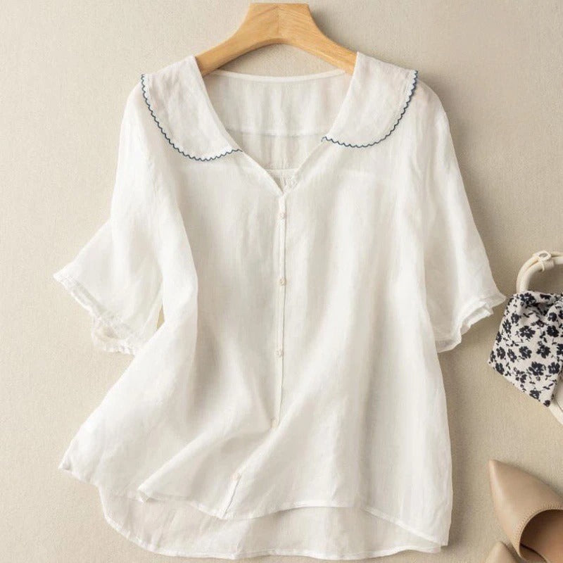 Terra | Women's Vintage Blouse with Button Detail – Casual