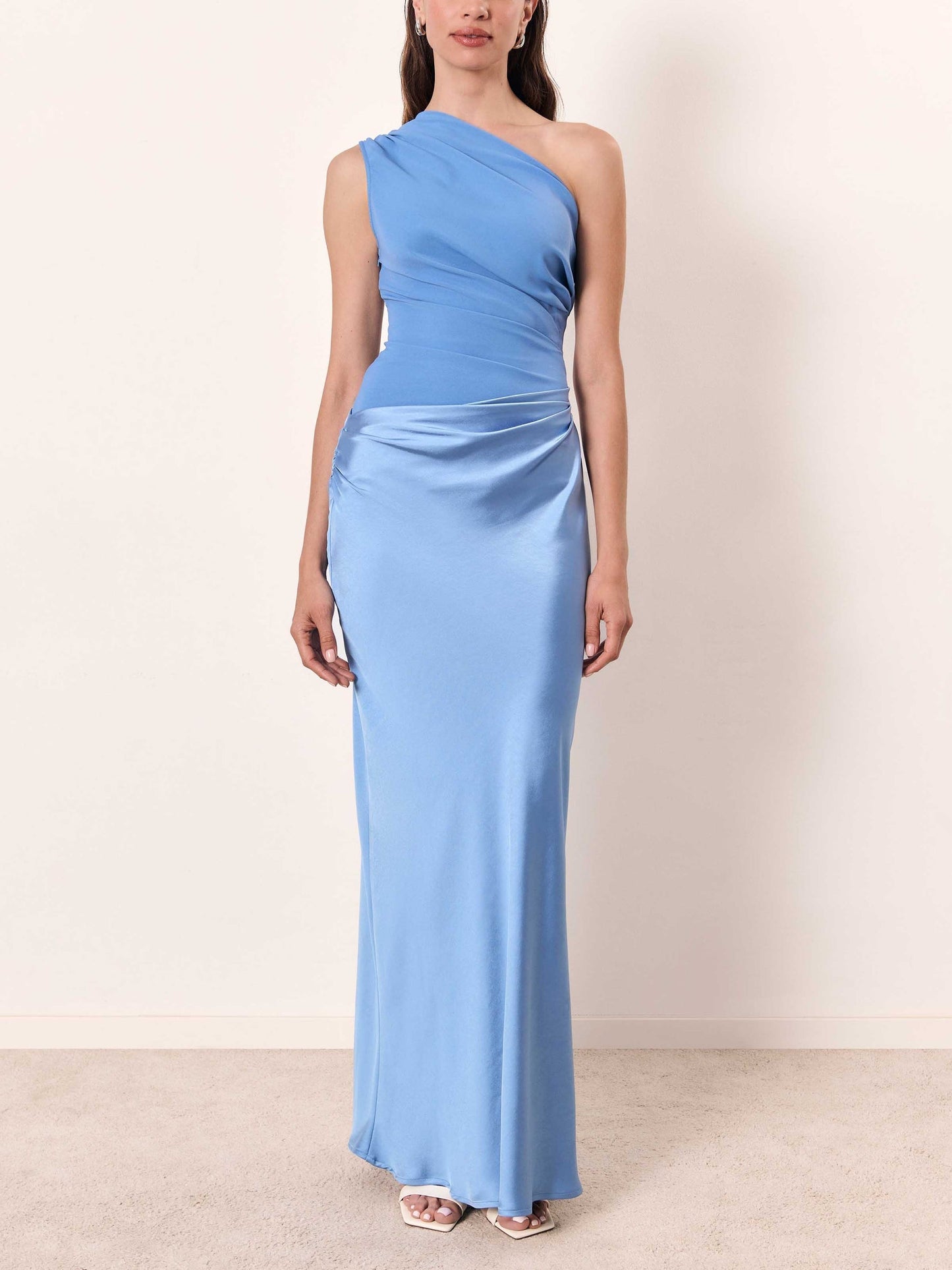 Denise | Women's Elegant One Shoulder Neck Pleated Party Maxi Dress – Maxi, Pleated
