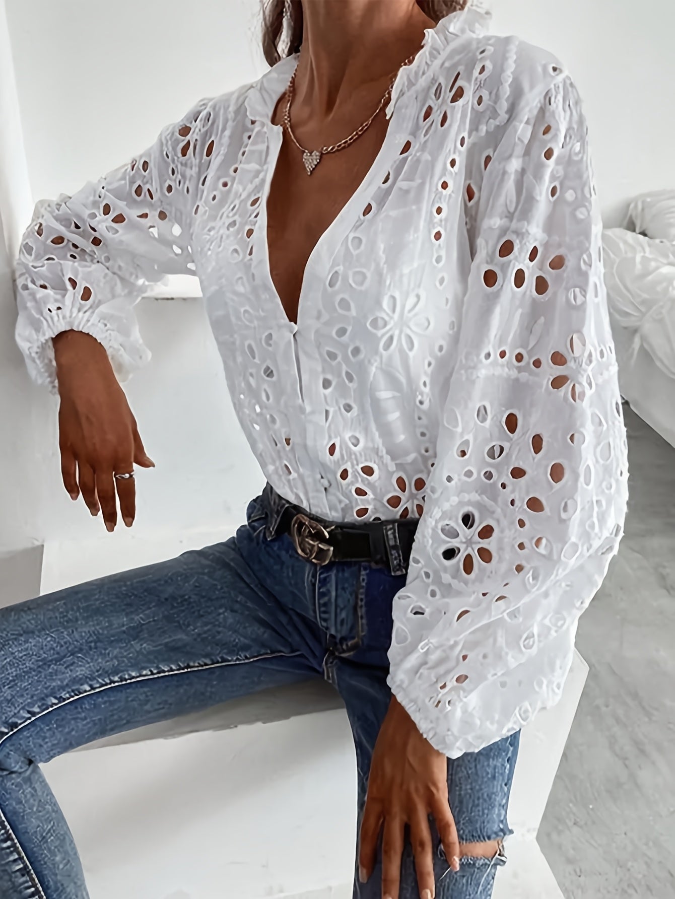 Corinne | Women's Floral Long-Sleeve Blouse – Floral Print, Casual
