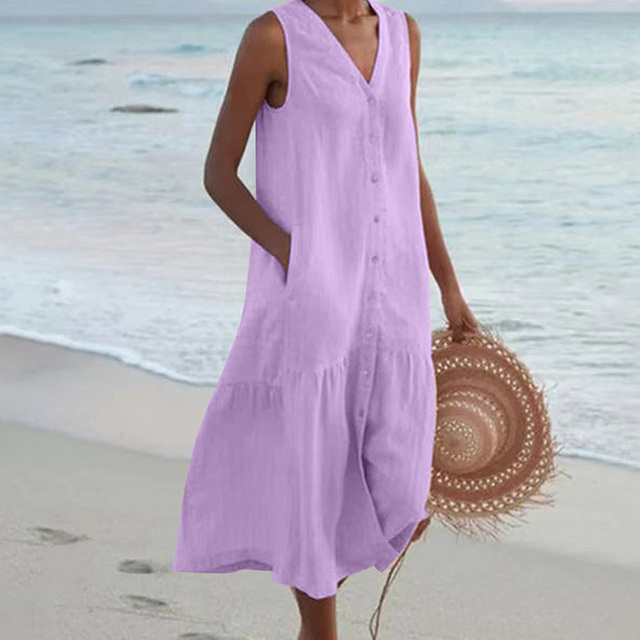 Jody | Women's Sleeveless Buttoned Midi Dress – Midi, Sleeveless