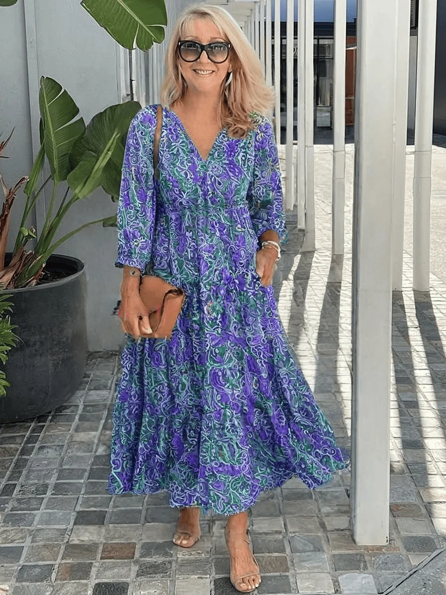 Louise | Women's Casual Floral Boho Dress – Floral Print, Boho