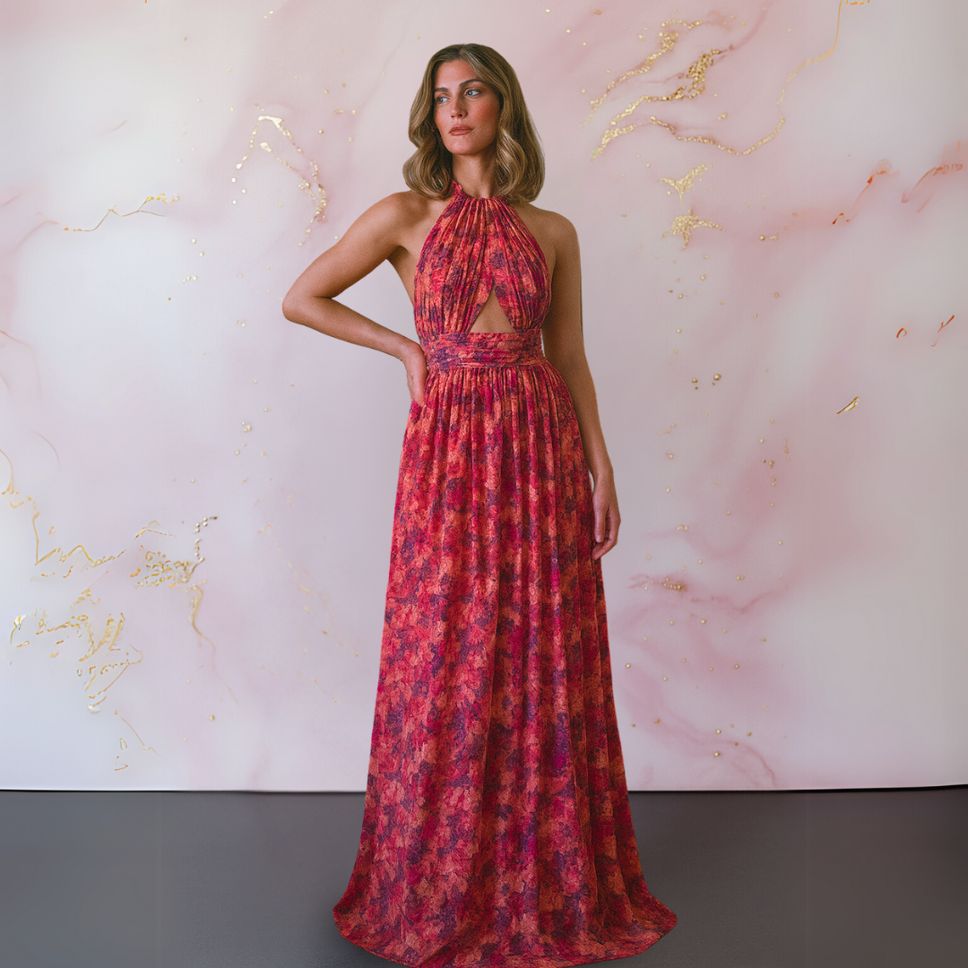 Breezy | Women's Elegant Floral Maxi Dress – Floral Print