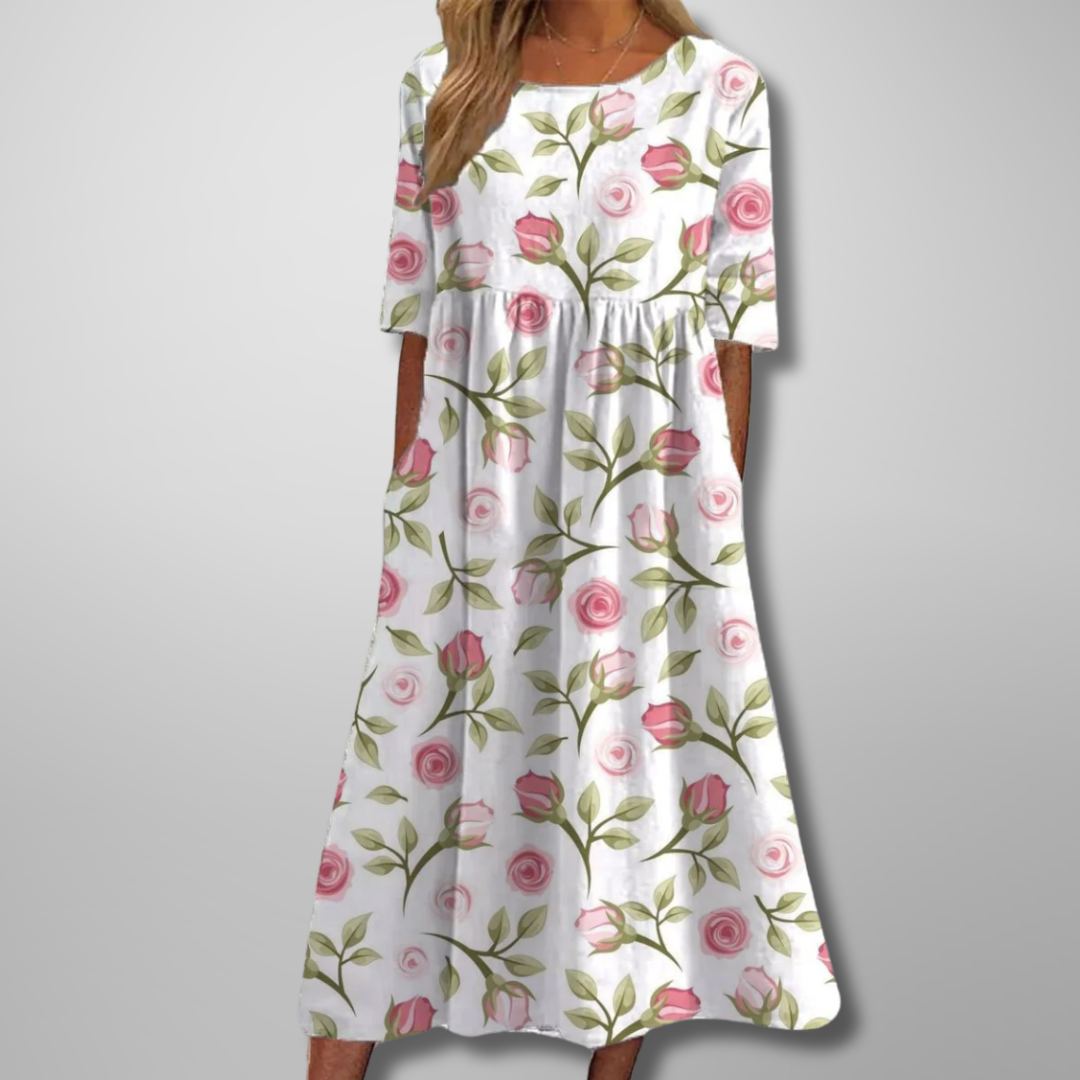 Remy | Women's Relaxed Floral Midi Dress – Midi, Floral Print