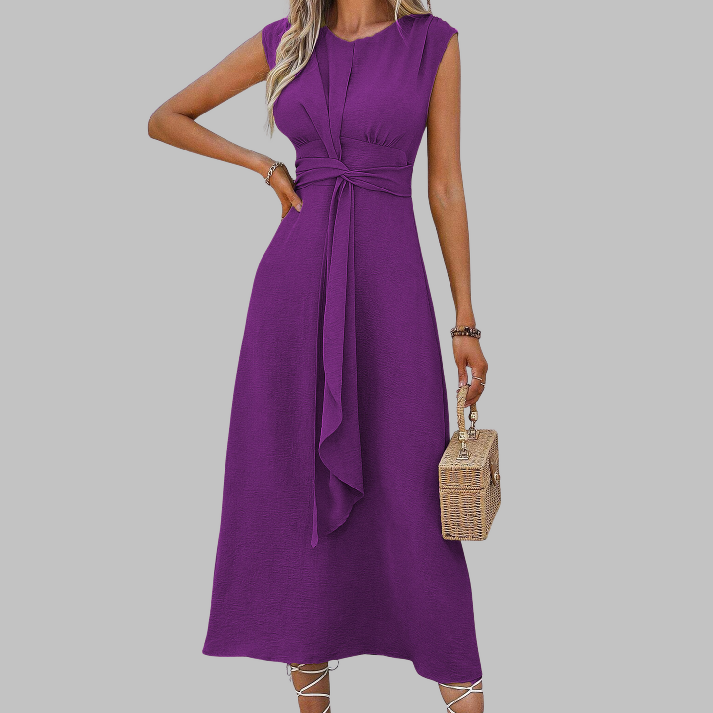 Aletta | Women's Elegant Sleeveless Round Neck Maxi Dress – Maxi, Sleeveless