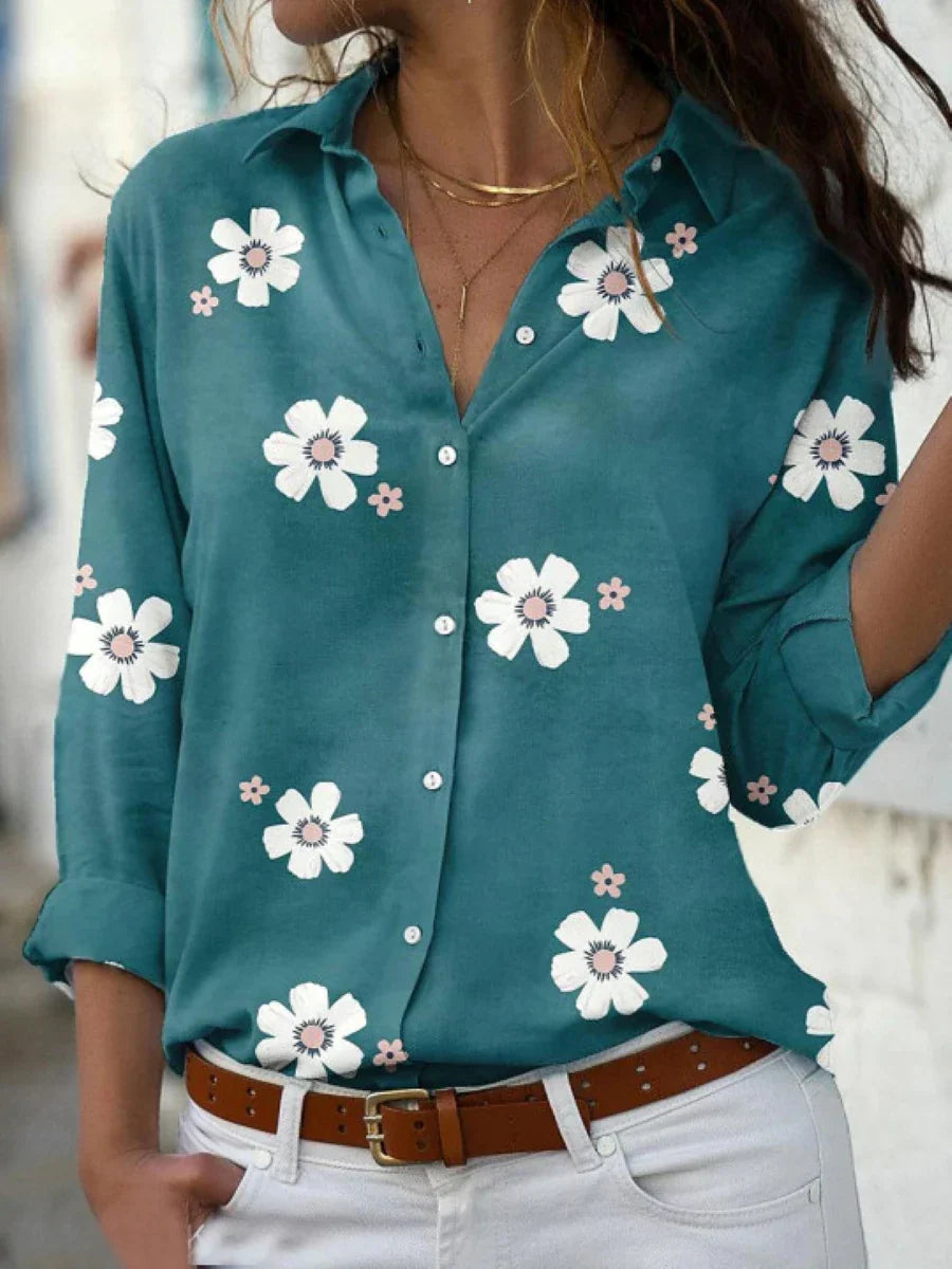 Linen | Women's Floral Print Blouse – Floral Print, Casual