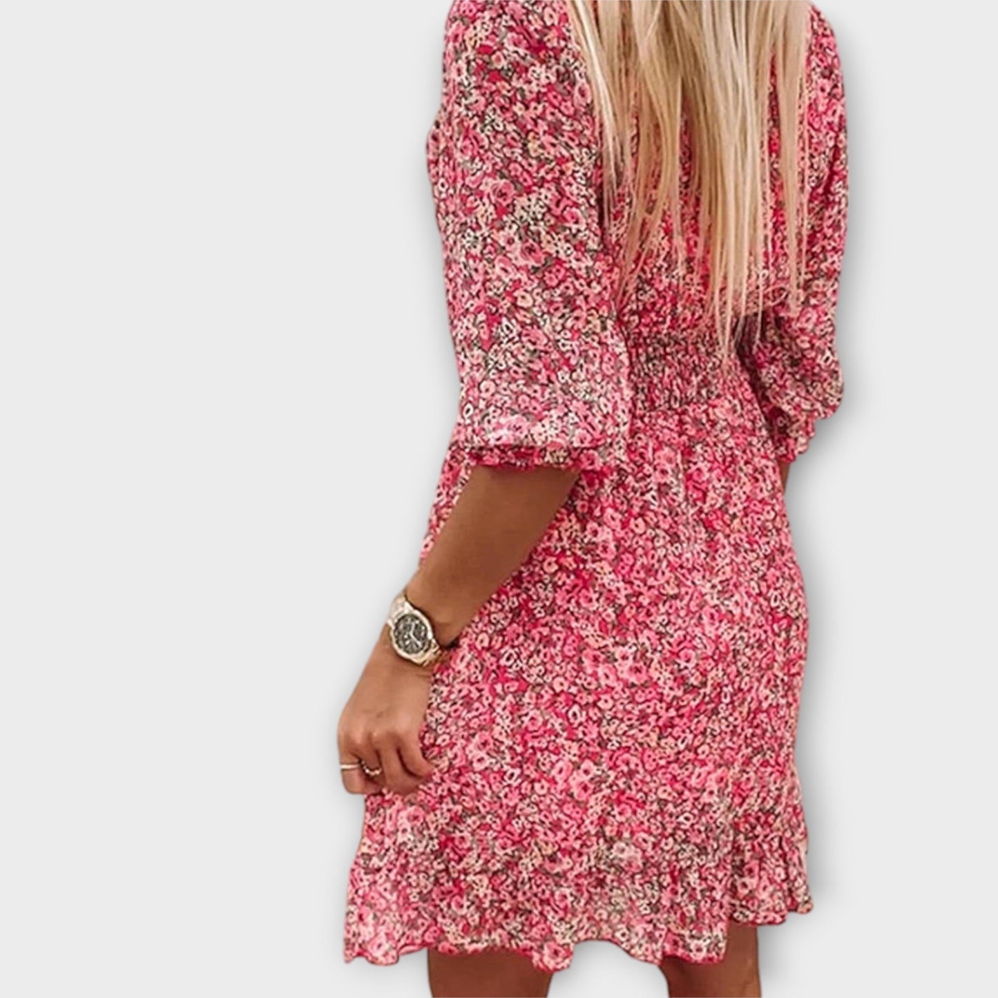 Teal | Women's Floral Puff Sleeve Dress for Women – Floral Print