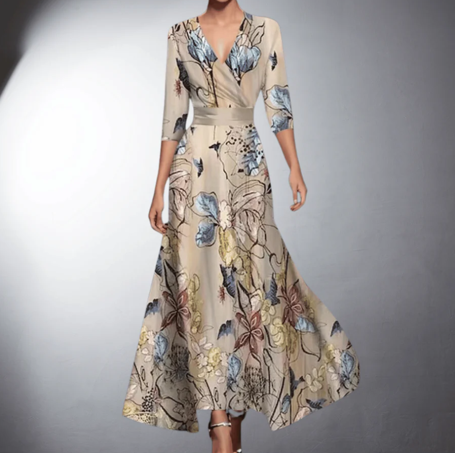 Mosaic | Women's Elegant Maxi Dress with Floral Pattern – Maxi, Floral Print