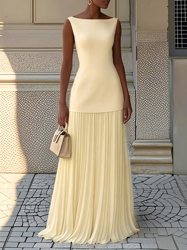 Theresa | Women's Sleeveless Pleated Maxi Dress – Maxi, Sleeveless