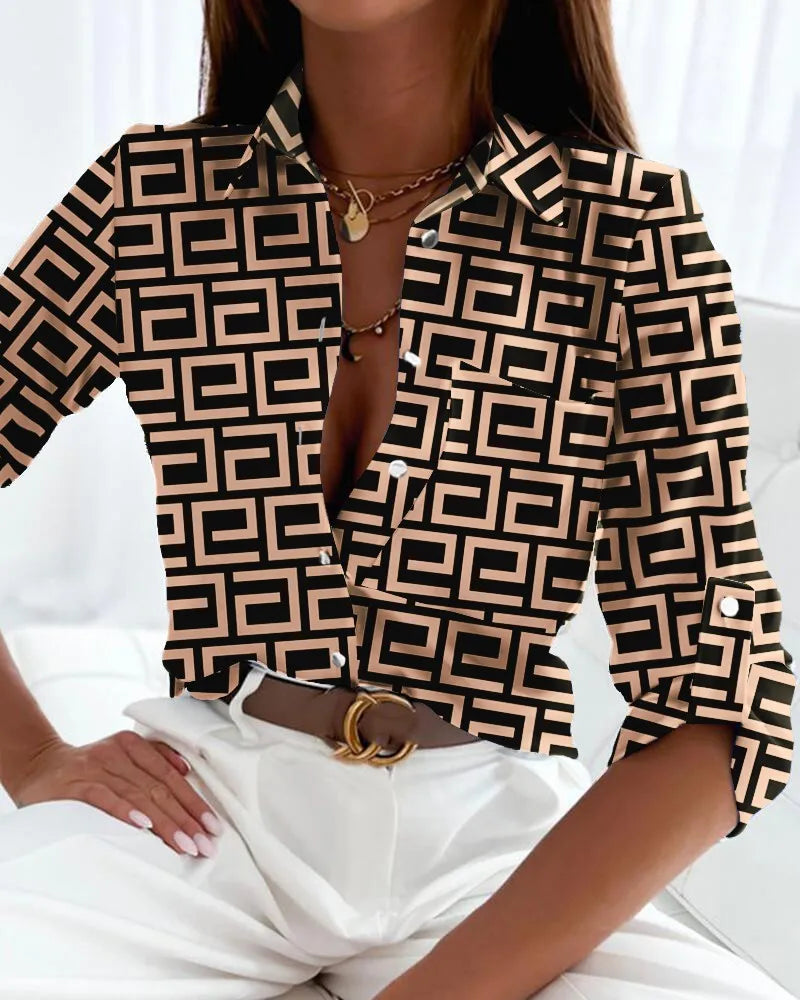 Foreen | Women's Elegant Blouse with Artistic Print – Elegant, Casual