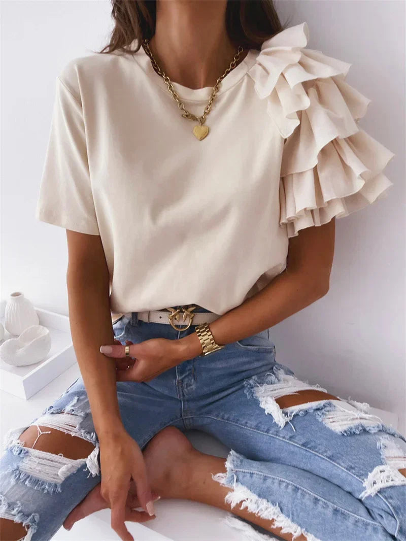 Lynn | Women's Chic Top with Bold Ruffle Sleeves – Ruffle Detail