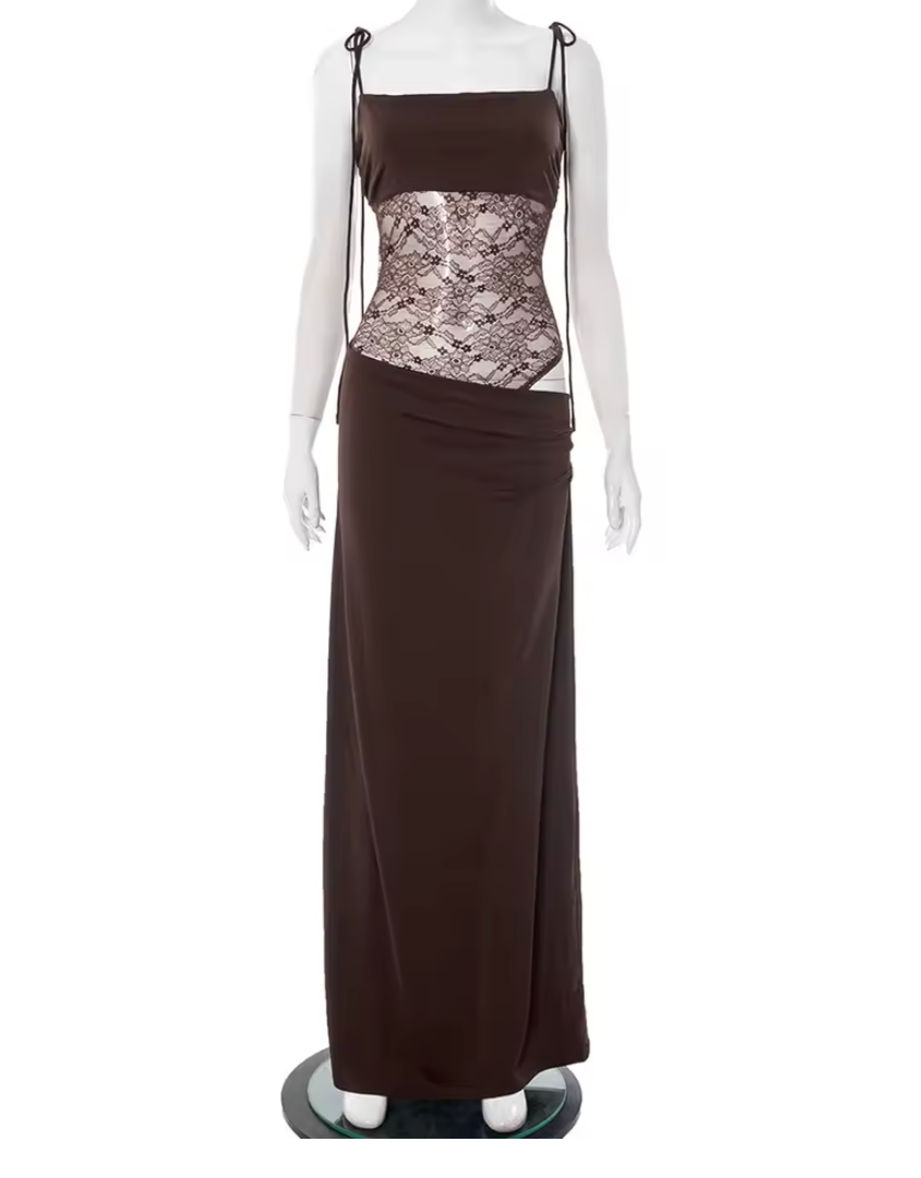Sally | Women's Long Dress with Lace Detail – Lace Detail