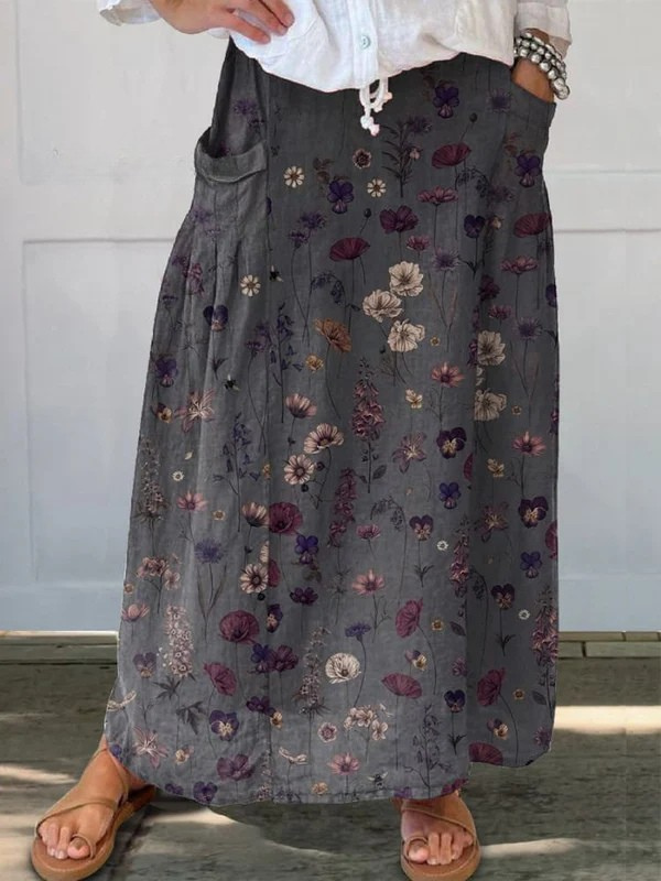 Enola | Women's Flower Art Print Pocket Skirt – Feminine