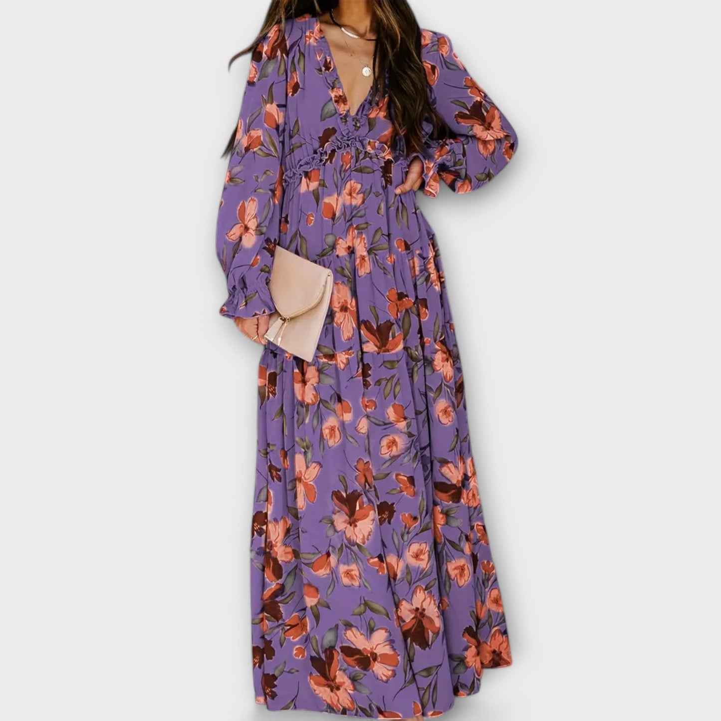 Clarice | Women's Floral V-Neck Maxi Dress – Maxi, Floral Print