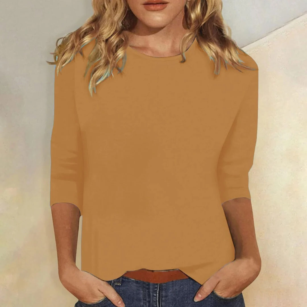 Julianne | Women's Crew Neck 3/4 Sleeve Casual Everyday Top – Casual
