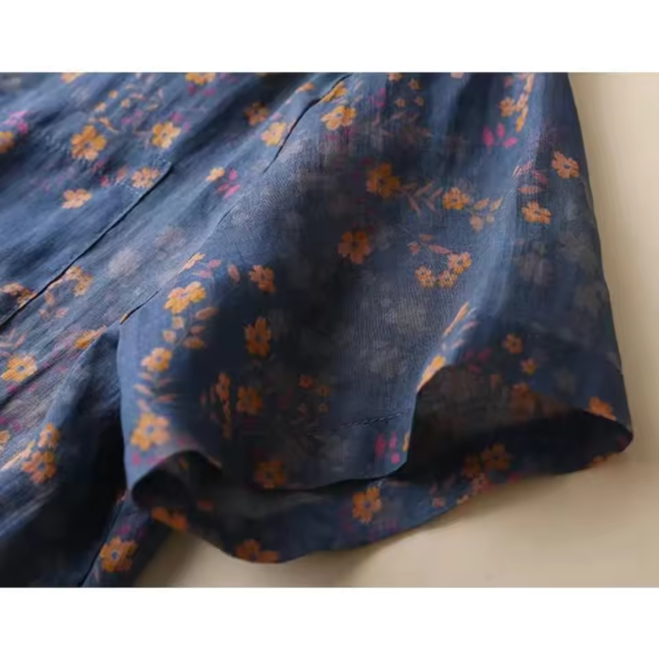 Coral | Women's Floral Half-Placket Shirt – Floral Print, Classic