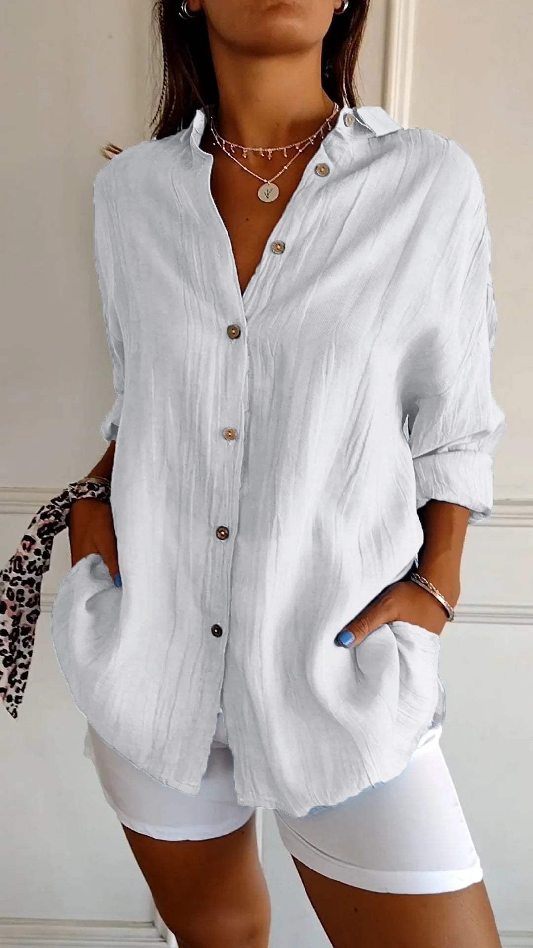 Julia | Women's Casual Button-Down Shirt Oversized Long Sleeve – Long Sleeve, Casual