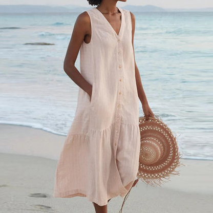 Jody | Women's Sleeveless Buttoned Midi Dress – Midi, Sleeveless