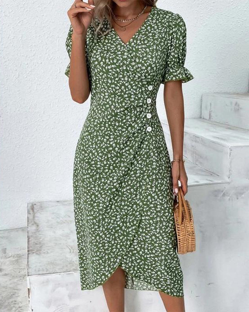 Loretta | Women's Fresh Bloom V-Neck Dress – V-Neck