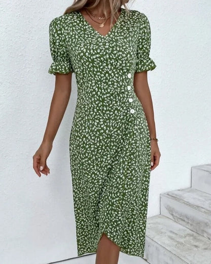 Loretta | Women's Fresh Bloom V-Neck Dress – V-Neck