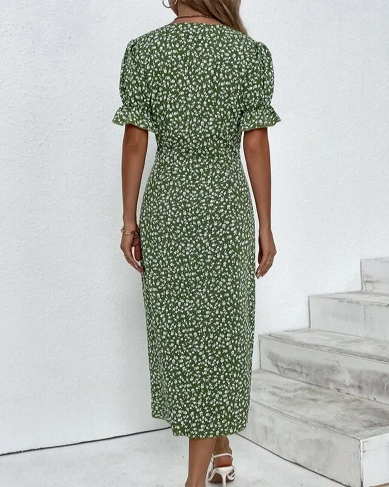 Loretta | Women's Fresh Bloom V-Neck Dress – V-Neck