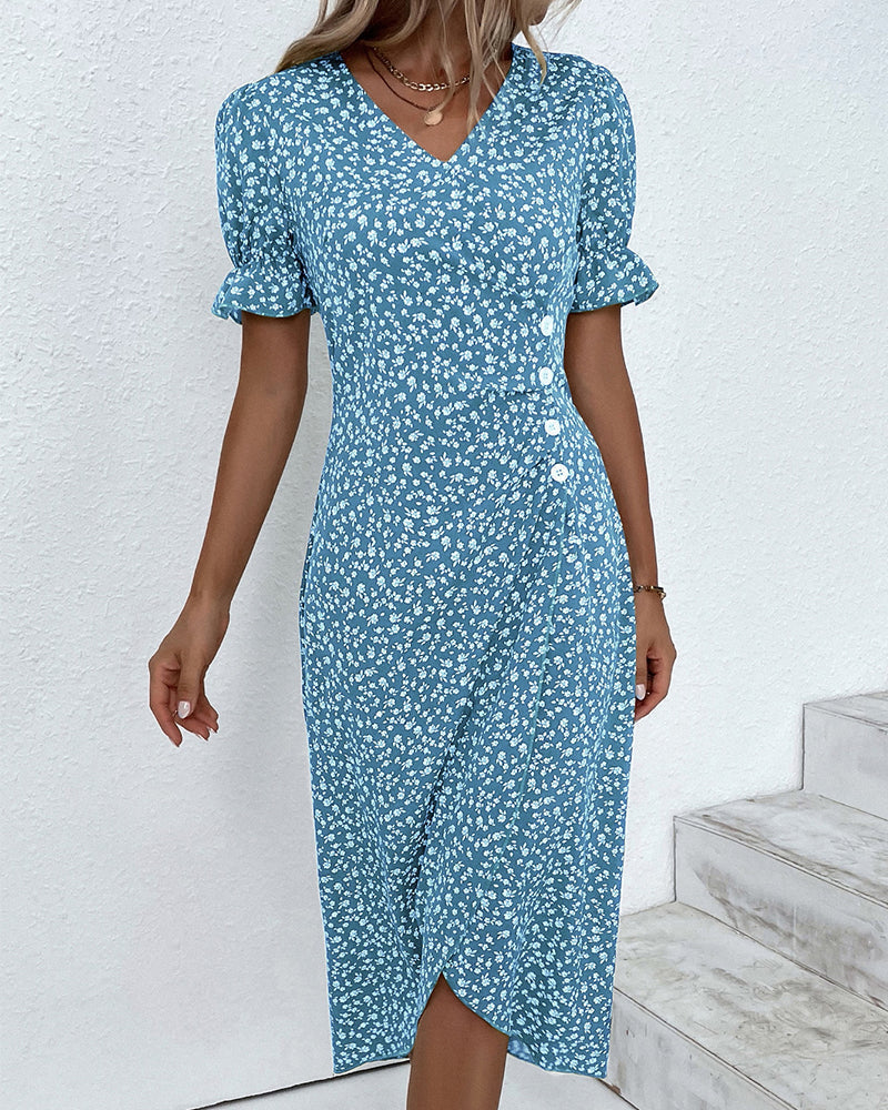 Loretta | Women's Fresh Bloom V-Neck Dress – V-Neck