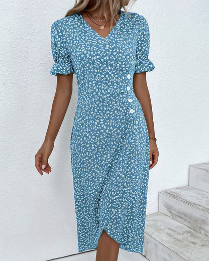 Loretta | Women's Fresh Bloom V-Neck Dress – V-Neck