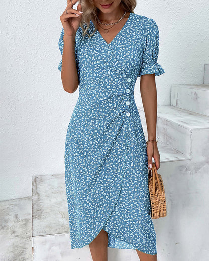 Loretta | Women's Fresh Bloom V-Neck Dress – V-Neck