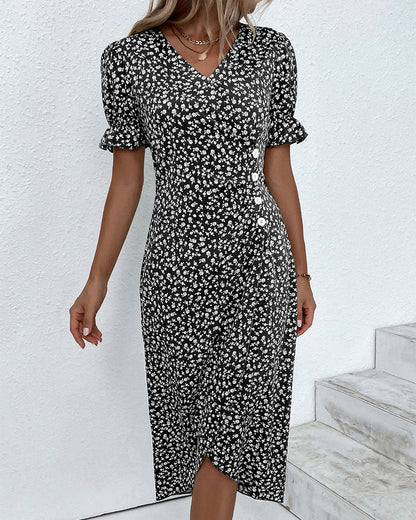 Loretta | Women's Fresh Bloom V-Neck Dress – V-Neck