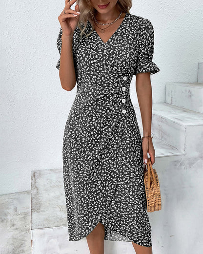 Loretta | Women's Fresh Bloom V-Neck Dress – V-Neck