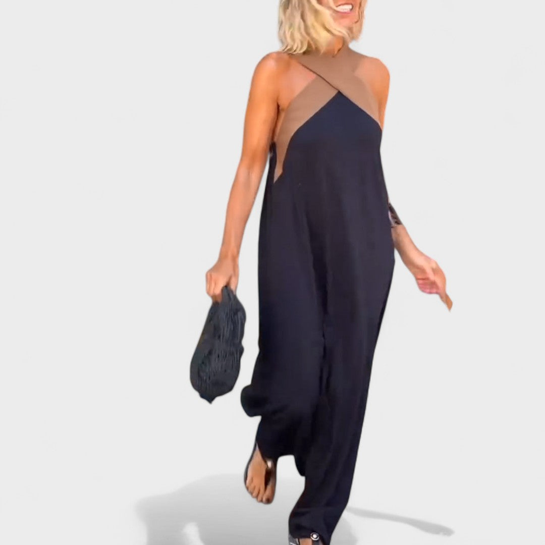 Florence | Women's Elegant Cross-Neck Maxi Dress – Maxi, Elegant