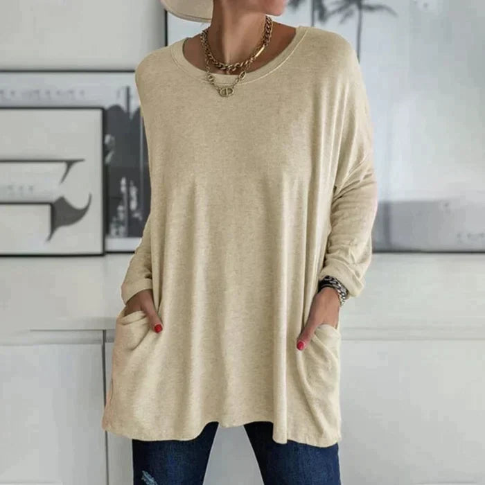 Erin | Women's Oversized Long Sleeve Tunic Top with Pockets – Long Sleeve