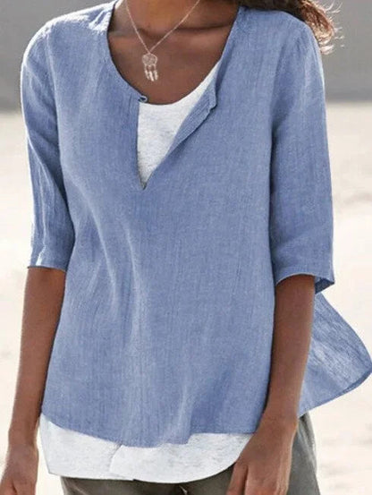Robyn | Women's 3/4 Sleeve Blouse Split Neck Casual Top – Casual