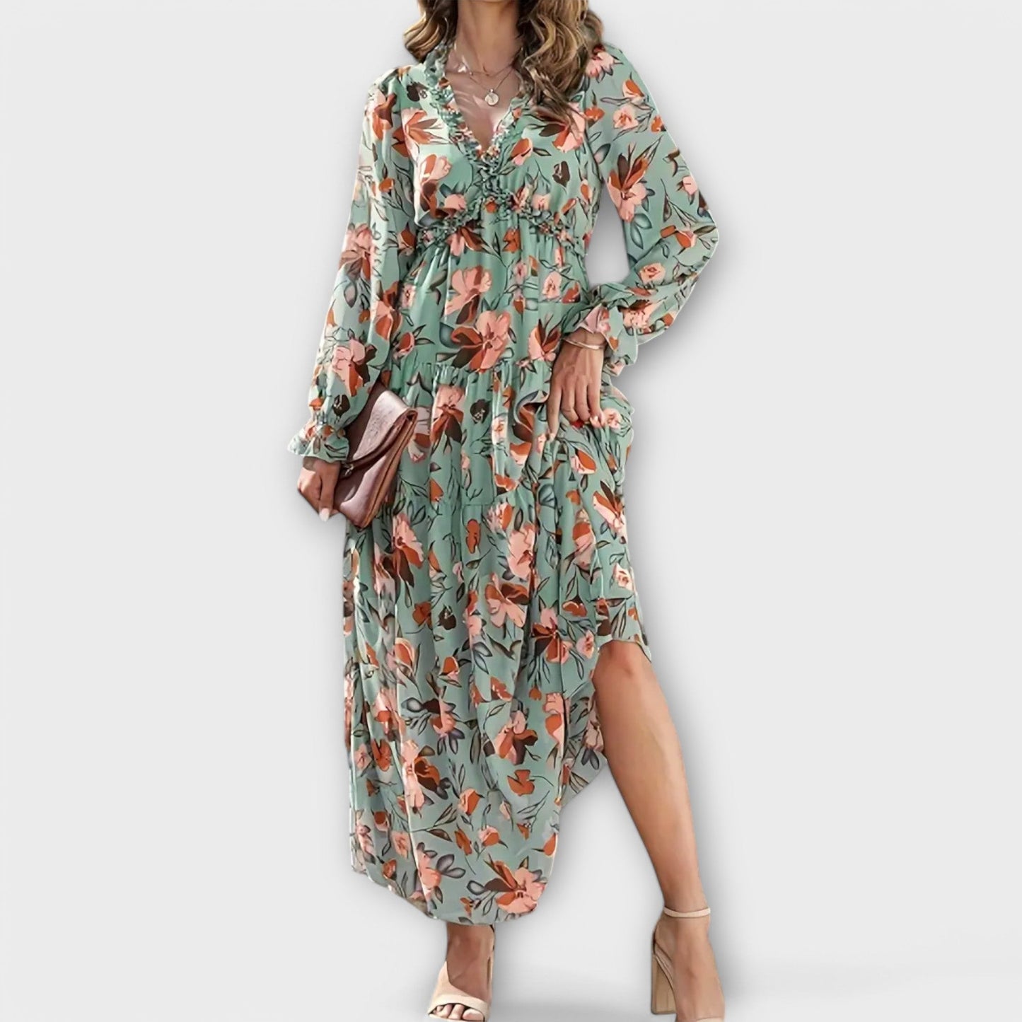 Clarice | Women's Floral V-Neck Maxi Dress – Maxi, Floral Print