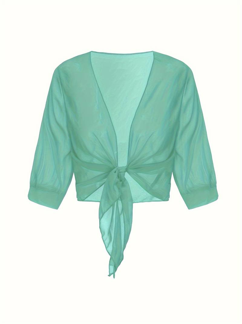 Brenda | Women's Sheer Tie Front Cardigan Open Front Cover Up – Layering