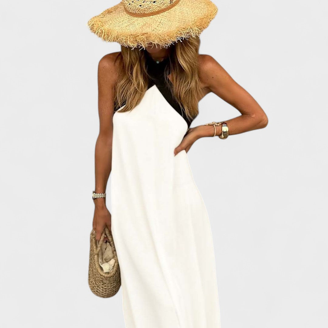 Florence | Women's Elegant Cross-Neck Maxi Dress – Maxi, Elegant