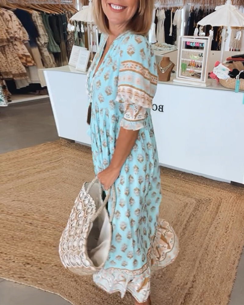 Loretta | Women's Boho Midi Tassel Dress – Midi, Boho