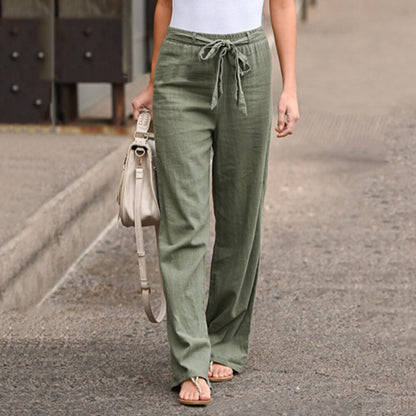 Shirley | Women's Wide Leg Pants Drawstring High Waist Casual