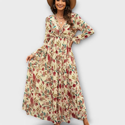 Clarice | Women's Floral V-Neck Maxi Dress – Maxi, Floral Print