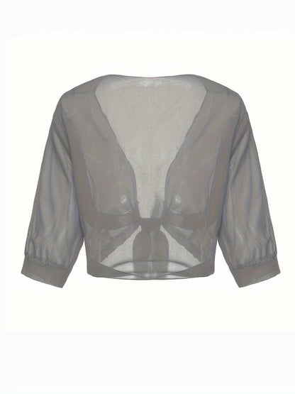 Brenda | Women's Sheer Tie Front Cardigan Open Front Cover Up – Layering