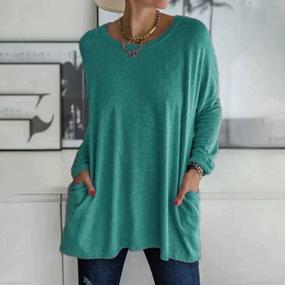 Erin | Women's Oversized Long Sleeve Tunic Top with Pockets – Long Sleeve