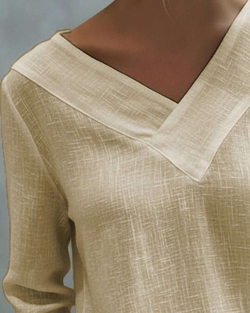 Daisy | Women's Asymmetric V-Neck Long Sleeve Top – Asymmetric Hem, V-Neck
