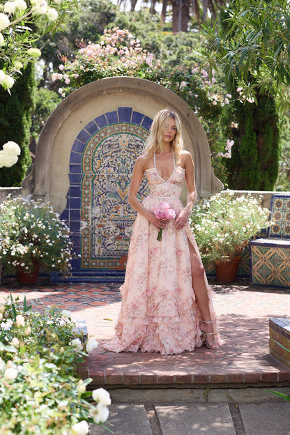 Arabella | Women's The Scarlette Dress in Peach Tapestry