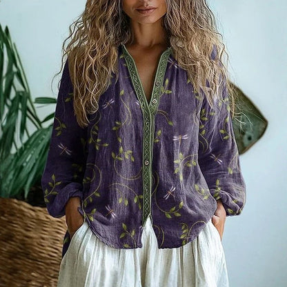 Sharon | Women's Relaxed Blouse with Nature Print – Casual