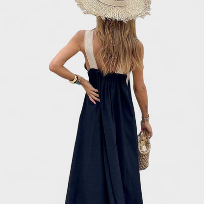 Florence | Women's Elegant Cross-Neck Maxi Dress – Maxi, Elegant