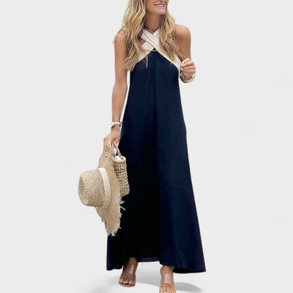 Florence | Women's Elegant Cross-Neck Maxi Dress – Maxi, Elegant