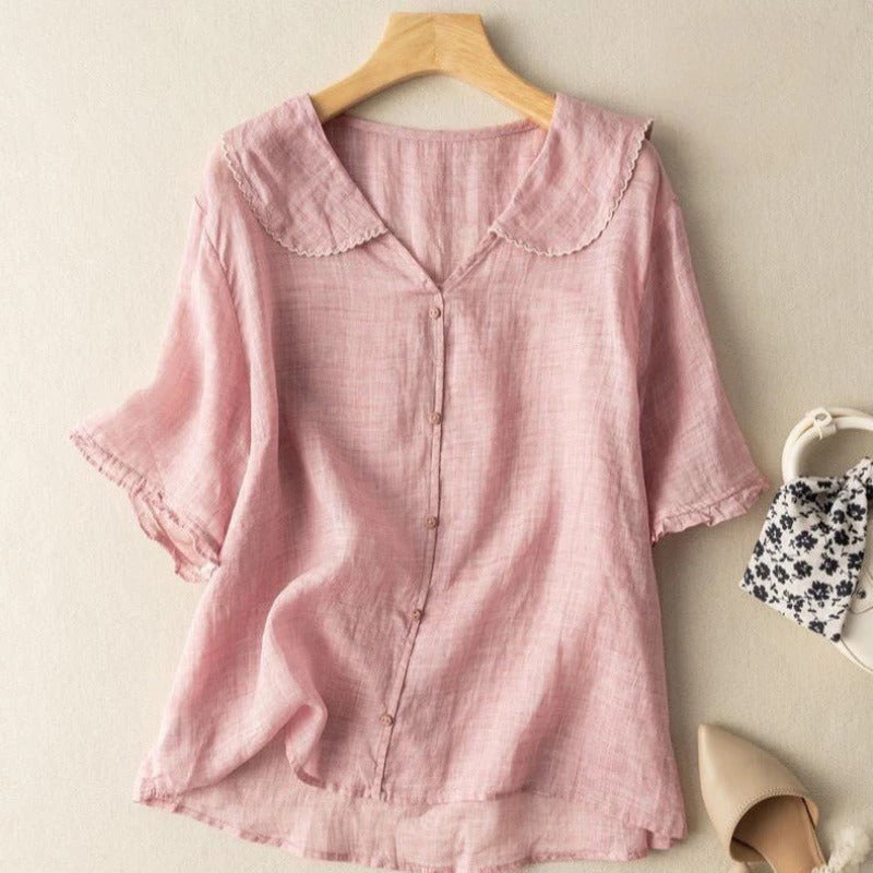 Terra | Women's Vintage Blouse with Button Detail – Casual