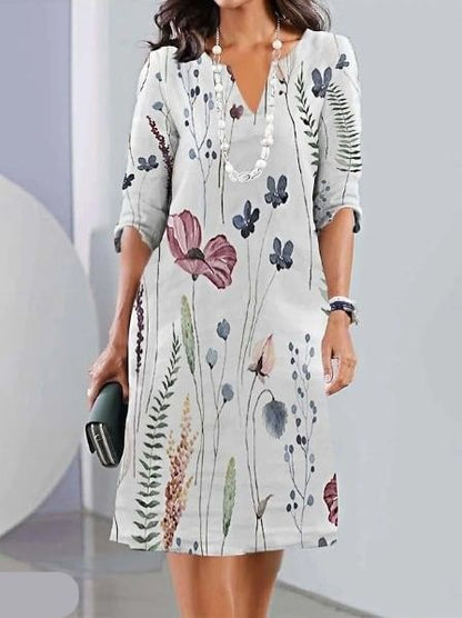 Thalia | Women's Floral Print Double Tunic Dress – Floral Print