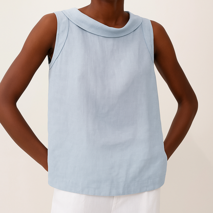 Margo | Women's Sleeveless Roll Collar Top – Sleeveless